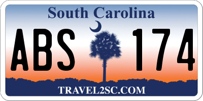 SC license plate ABS174