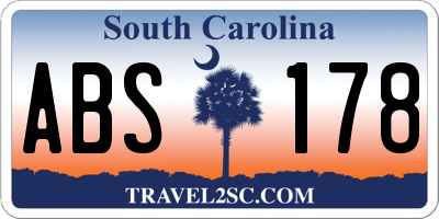 SC license plate ABS178