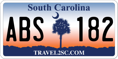 SC license plate ABS182