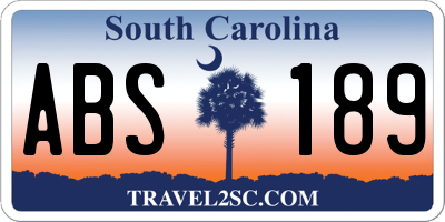 SC license plate ABS189