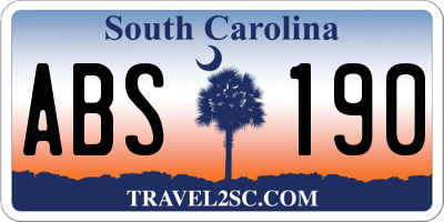 SC license plate ABS190
