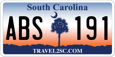 SC license plate ABS191
