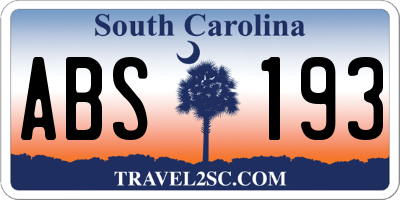 SC license plate ABS193