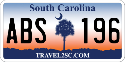 SC license plate ABS196
