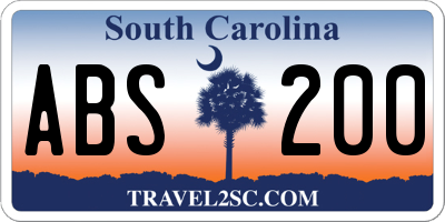 SC license plate ABS200