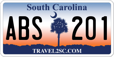 SC license plate ABS201