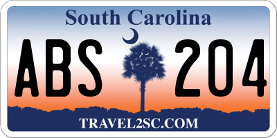 SC license plate ABS204