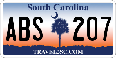 SC license plate ABS207