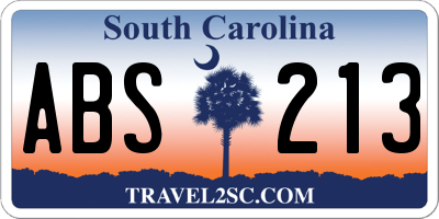 SC license plate ABS213