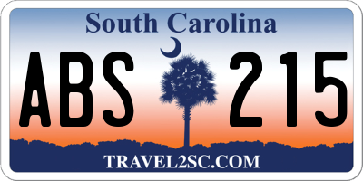 SC license plate ABS215