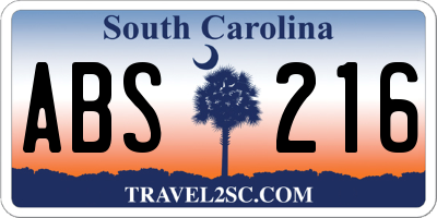 SC license plate ABS216