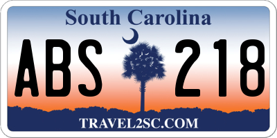 SC license plate ABS218