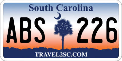 SC license plate ABS226