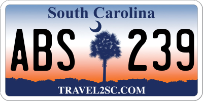 SC license plate ABS239
