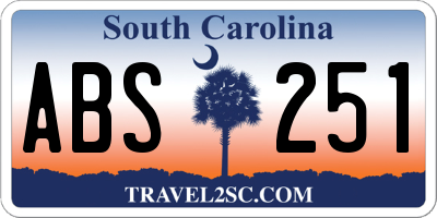 SC license plate ABS251