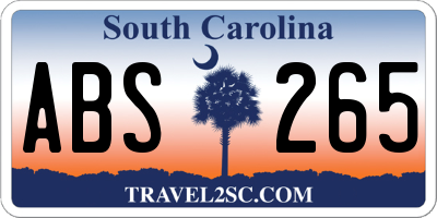 SC license plate ABS265