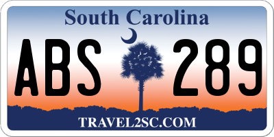 SC license plate ABS289
