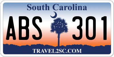 SC license plate ABS301