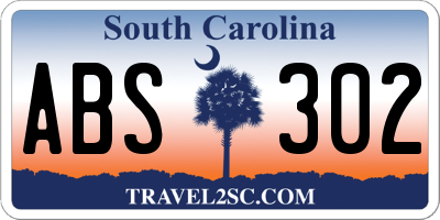 SC license plate ABS302