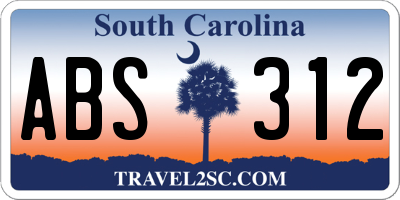 SC license plate ABS312