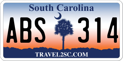 SC license plate ABS314