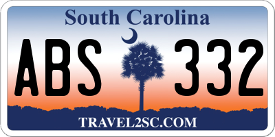 SC license plate ABS332