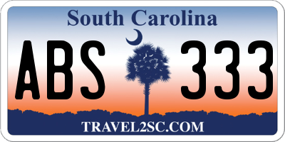 SC license plate ABS333