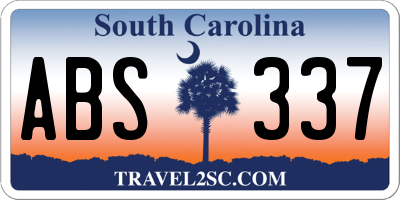 SC license plate ABS337