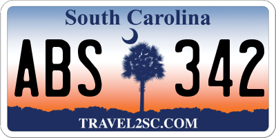 SC license plate ABS342