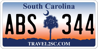 SC license plate ABS344