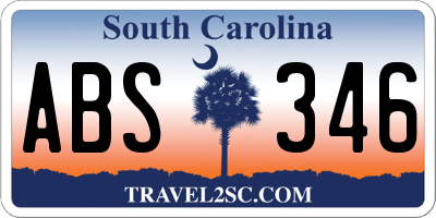 SC license plate ABS346