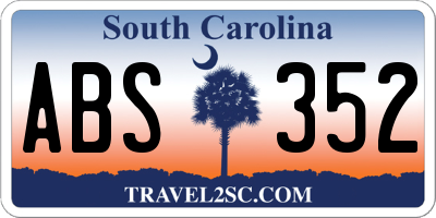 SC license plate ABS352