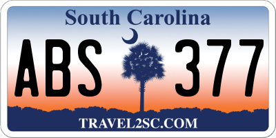 SC license plate ABS377