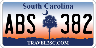 SC license plate ABS382