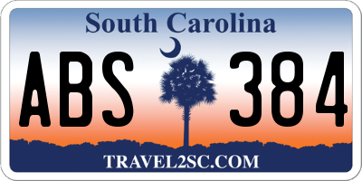 SC license plate ABS384