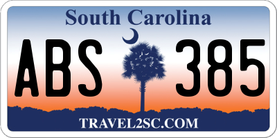SC license plate ABS385