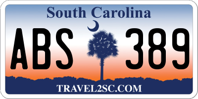 SC license plate ABS389