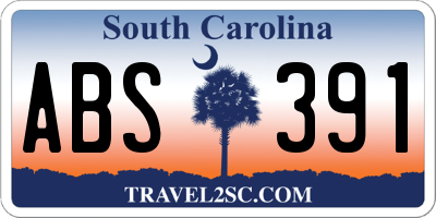 SC license plate ABS391
