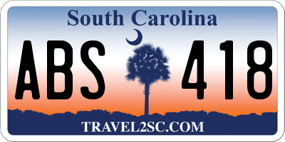 SC license plate ABS418