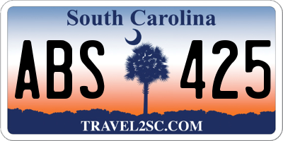 SC license plate ABS425