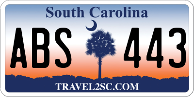 SC license plate ABS443