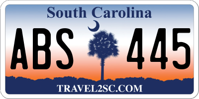 SC license plate ABS445
