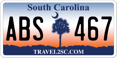 SC license plate ABS467