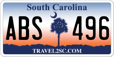 SC license plate ABS496