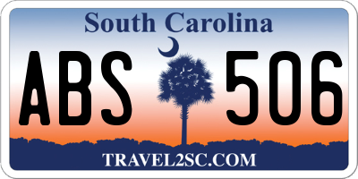 SC license plate ABS506