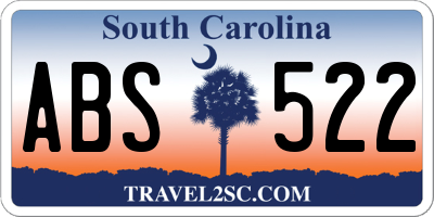 SC license plate ABS522