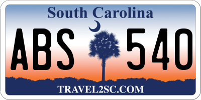 SC license plate ABS540