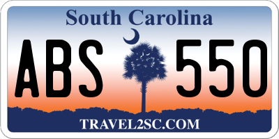 SC license plate ABS550