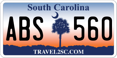 SC license plate ABS560