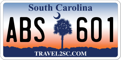 SC license plate ABS601